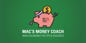 Mac's Money Coach Ad piggy bank with whistle and workout headband